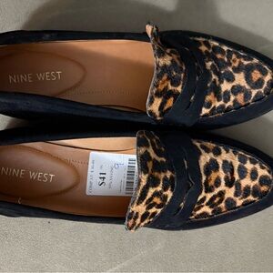 Nine West Black and Brown Leopard Print Flats